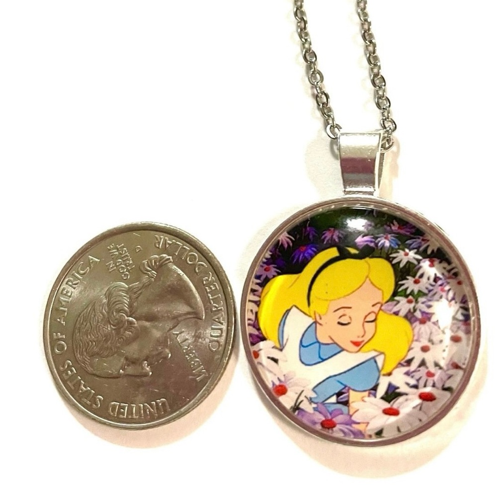 Alice In Wonderland Silver Pendant Necklace - Picture 2 of 2